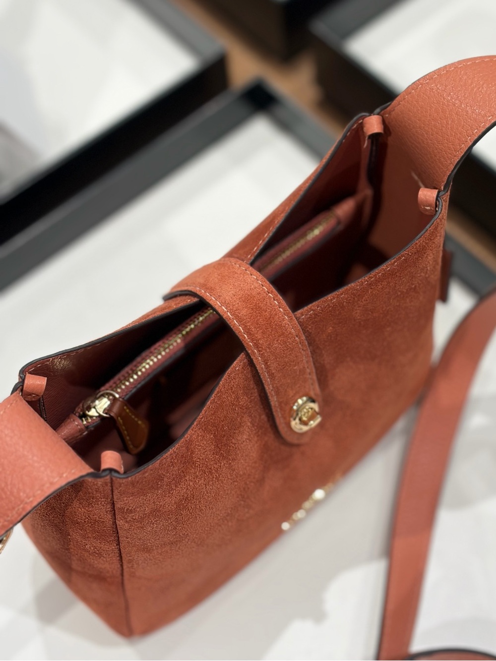 Coach Suede Hadley Mini Crossbody Shoulder  Bag - Picture 6 of 12